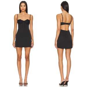 superdown | NWT Tony Mini Dress in Black Satin Sweetheart Lace Babydoll L